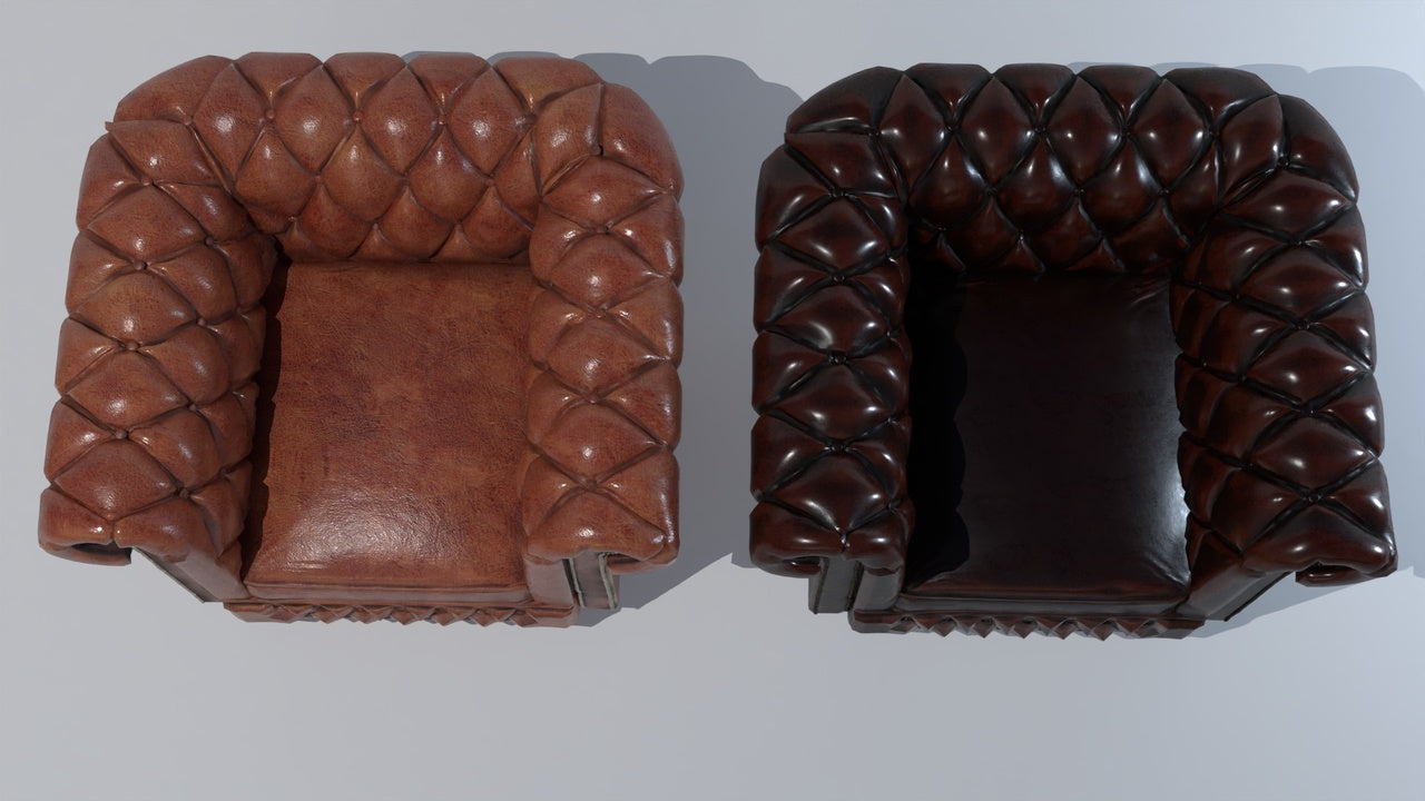 Classic Chesterfield Leather Armchair - 4K PBR 3D Model