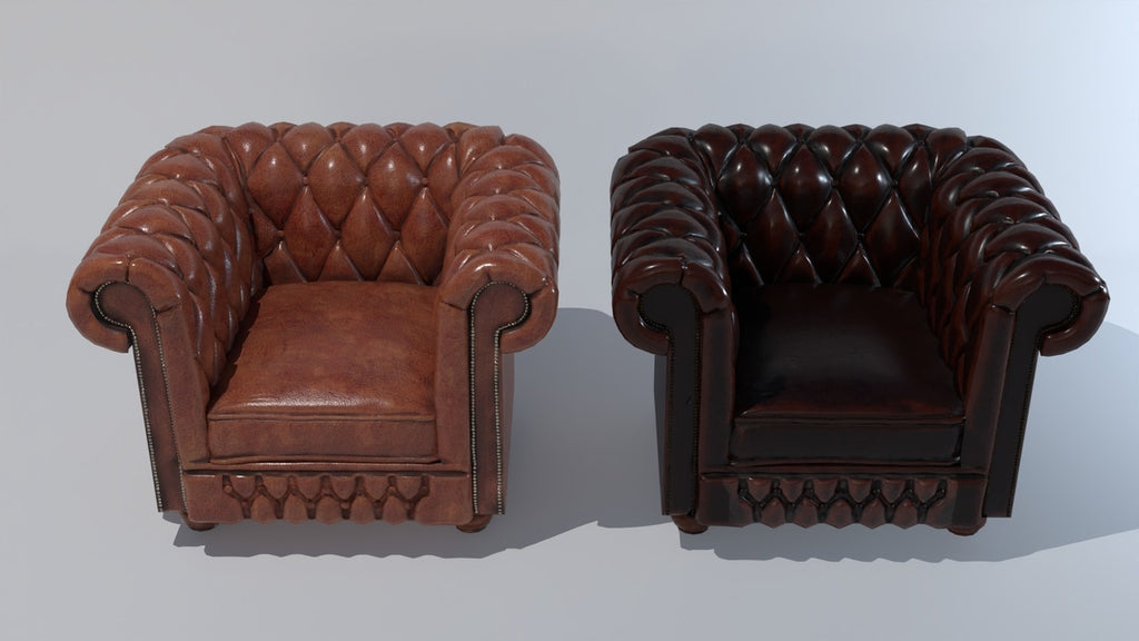 Classic Chesterfield Leather Armchair - 4K PBR 3D Model