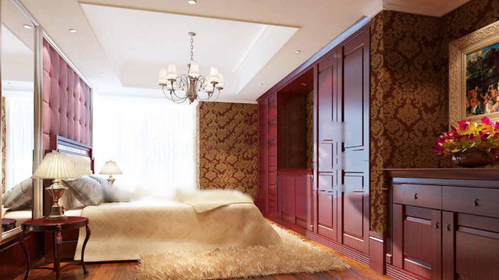 Classic European Luxury Bedroom - Detailed 3D Interior Scene