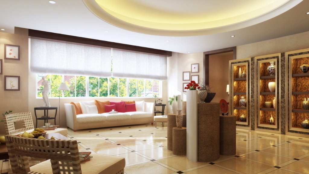 Luxury Villa Reception Lounge - High-End Interior 3D Scene