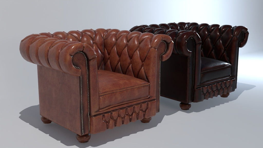Classic Chesterfield Leather Armchair - 4K PBR 3D Model