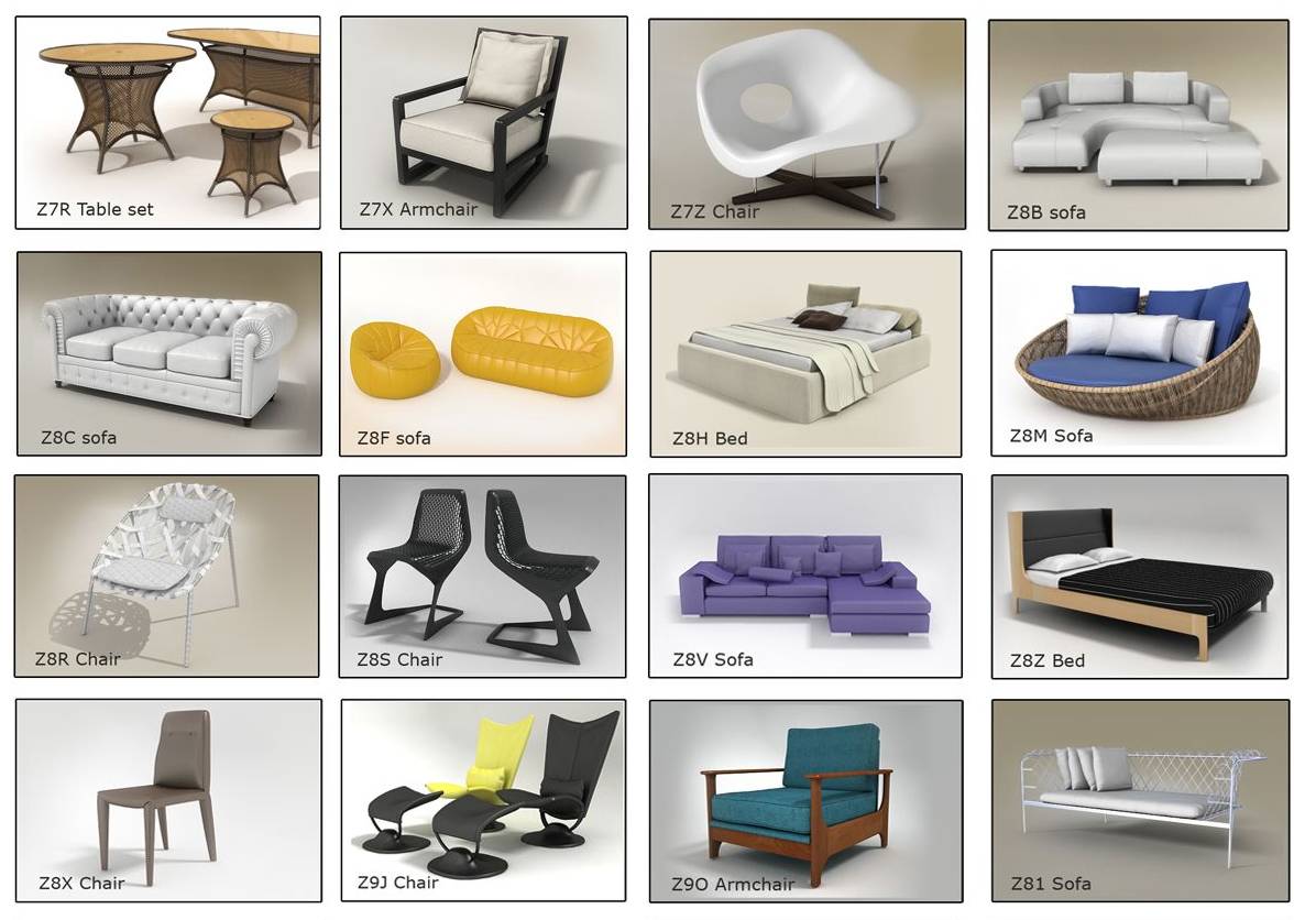 Standard Furniture Pack.01 - 16 High-Quality 3D Furniture Models