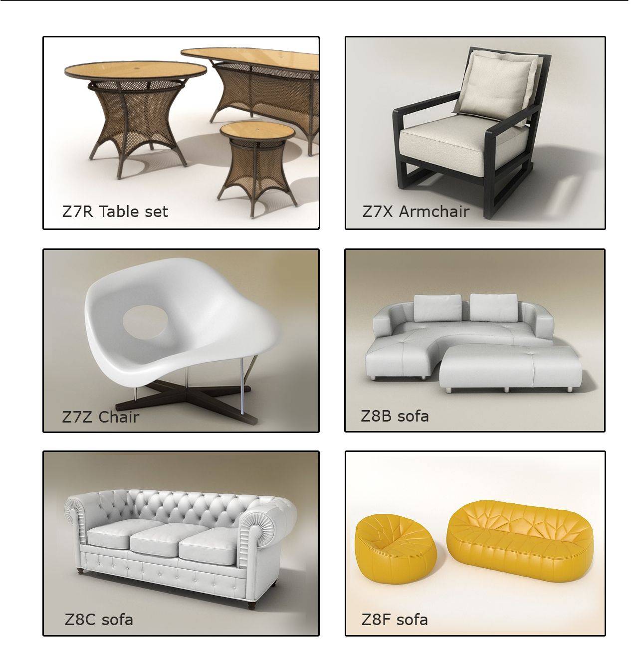 Starter Furniture Pack.01 - 6 High-Quality 3D Furniture Models